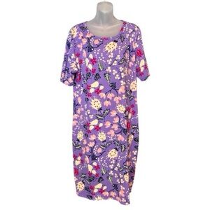 LuLaRoe Simply Comfortable Women’s Size 3XL Purple Floral Pencil Dress Midi